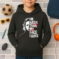 Im Nicer Than My Face Looks Spooky Halloween Kids Hoodie thumb 2