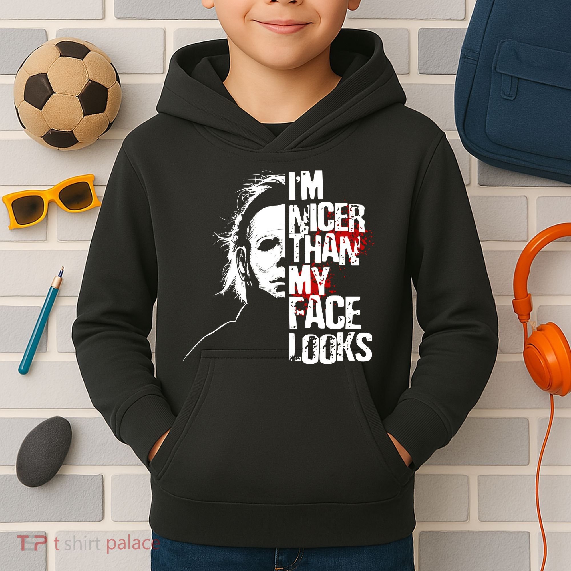 Im Nicer Than My Face Looks Spooky Halloween Kids Hoodie