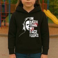 Im Nicer Than My Face Looks Spooky Halloween Kids Hoodie thumb 3