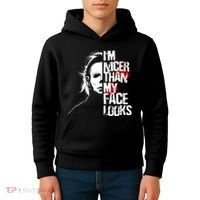 Im Nicer Than My Face Looks Spooky Halloween Kids Hoodie thumb 4