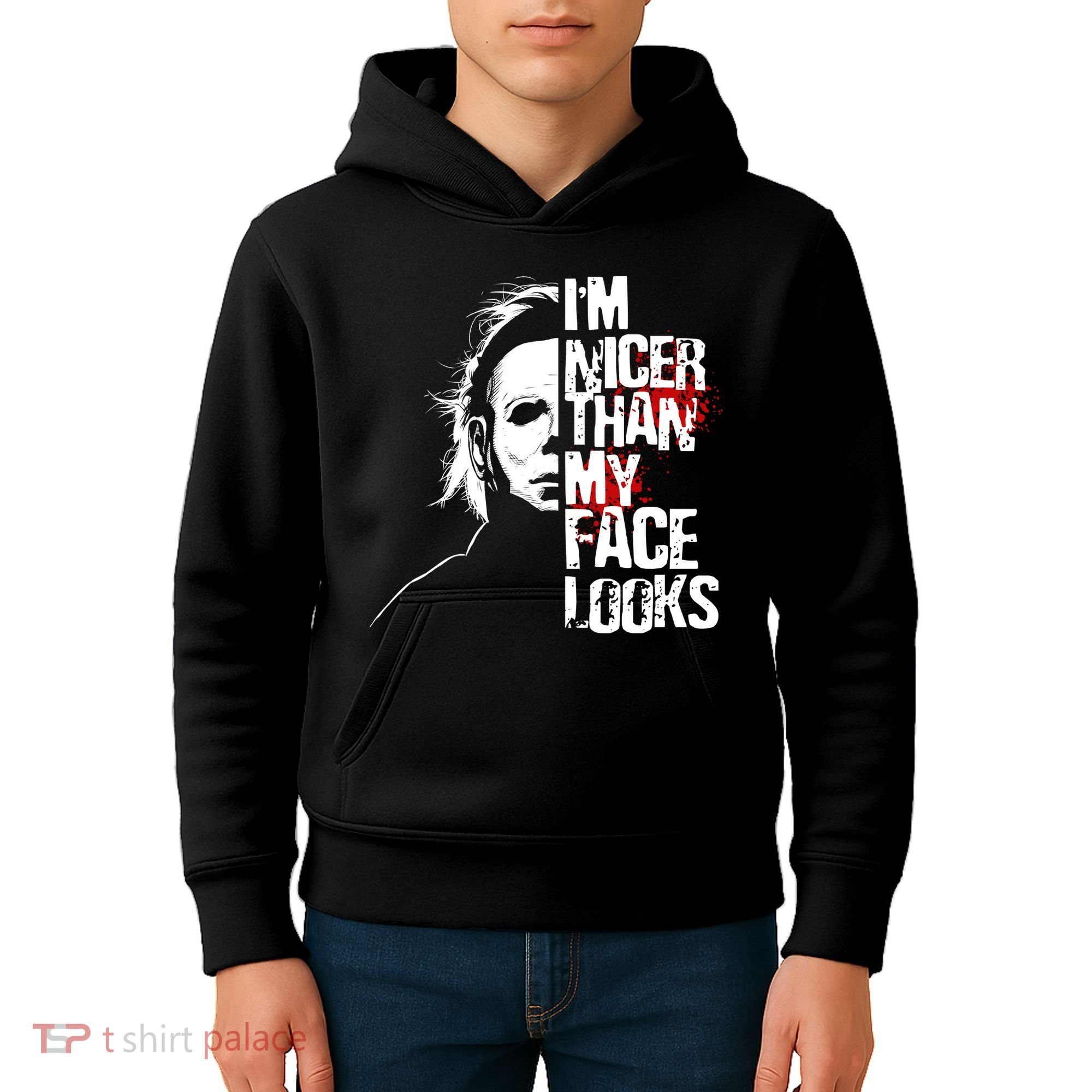 Im Nicer Than My Face Looks Spooky Halloween Kids Hoodie