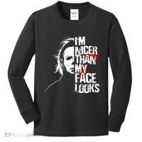 Im Nicer Than My Face Looks Spooky Halloween Kids Long Sleeve Shirt thumb 0