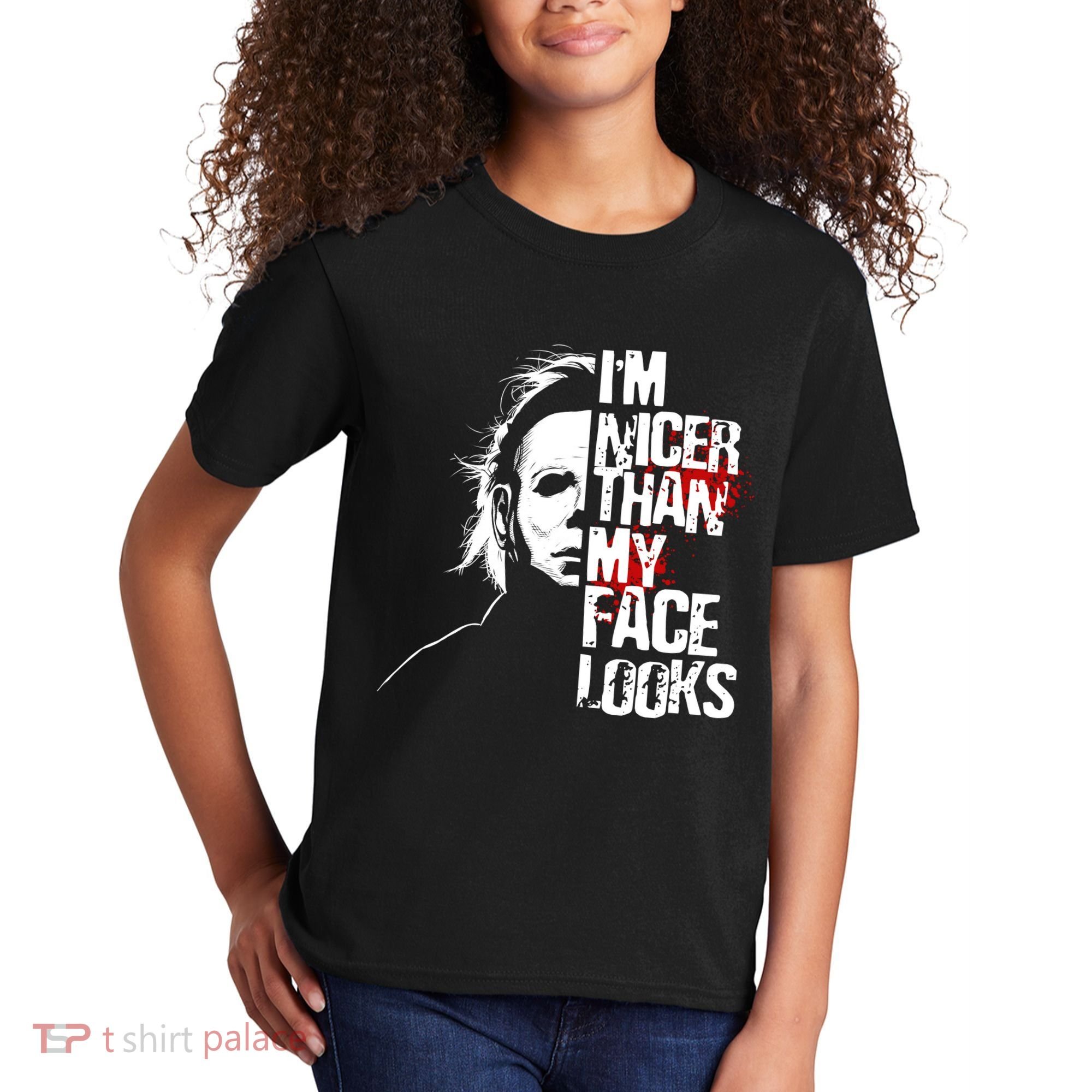 Im Nicer Than My Face Looks Spooky Halloween Kids T-Shirt