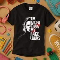 Im Nicer Than My Face Looks Spooky Halloween Kids T-Shirt thumb 3