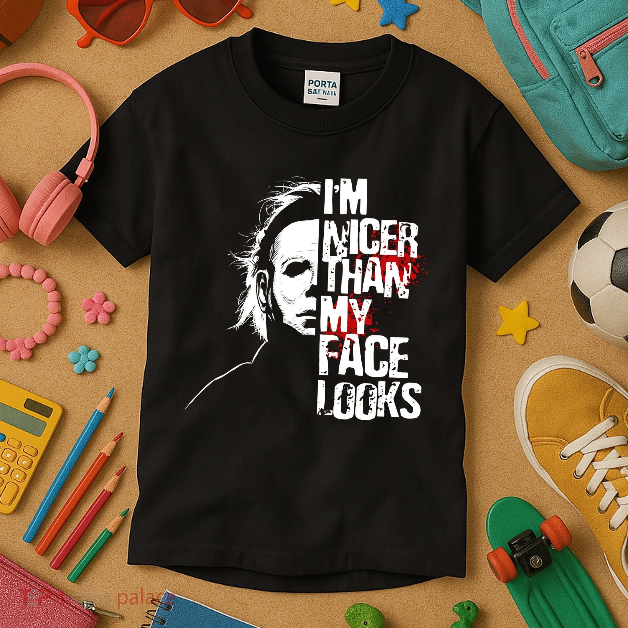 Im Nicer Than My Face Looks Spooky Halloween Kids T-Shirt