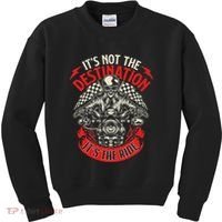 ItS Not The Destination ItS The Ride Skull Bike Rider Kids Sweatshirt thumb 0