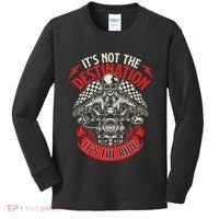ItS Not The Destination ItS The Ride Skull Bike Rider Kids Long Sleeve Shirt thumb 0