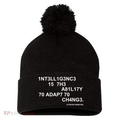 Intelligence is the Ability to Accept Change March For Science Code Pom Pom 12in Knit Beanie
