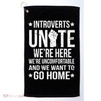 Introverts Unite Golf Towel thumb 0