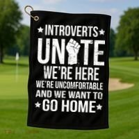 Introverts Unite Golf Towel thumb 1