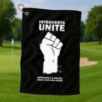 Introverts Unite Separately & Online Golf Towel thumb 1