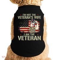 IM Not VeteranS Wife IM Veteran American Flag Gift Doggie Tank thumb 0