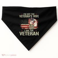 IM Not VeteranS Wife IM Veteran American Flag Gift USA-Made Doggie Bandana thumb 0