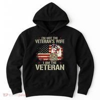 IM Not VeteranS Wife IM Veteran American Flag Gift Hoodie thumb 0