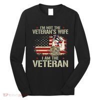 IM Not VeteranS Wife IM Veteran American Flag Gift Long Sleeve Shirt thumb 0