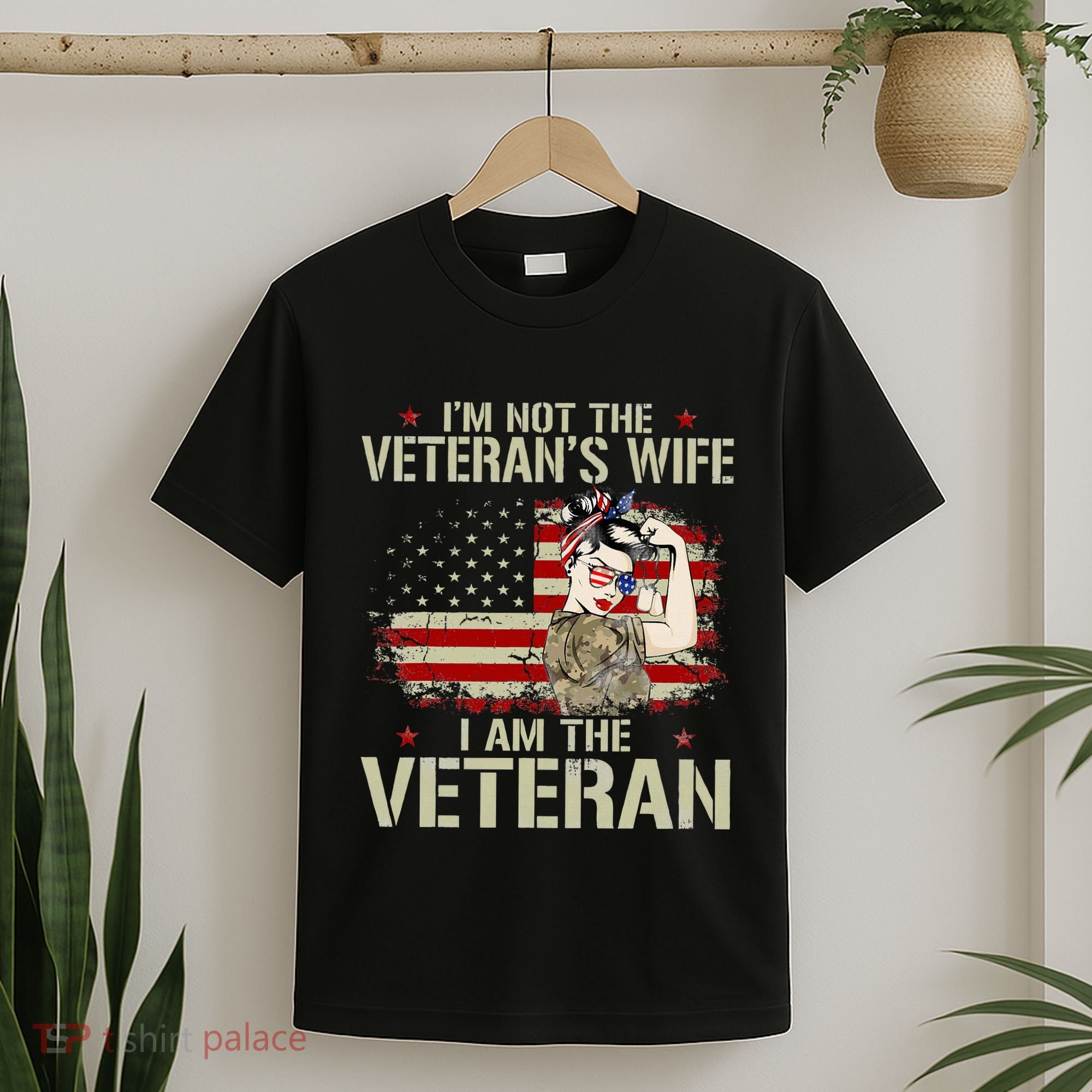IM Not VeteranS Wife IM Veteran American Flag Gift T-Shirt