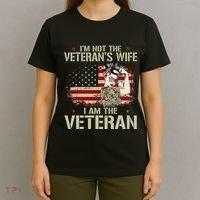 IM Not VeteranS Wife IM Veteran American Flag Gift T-Shirt thumb 4