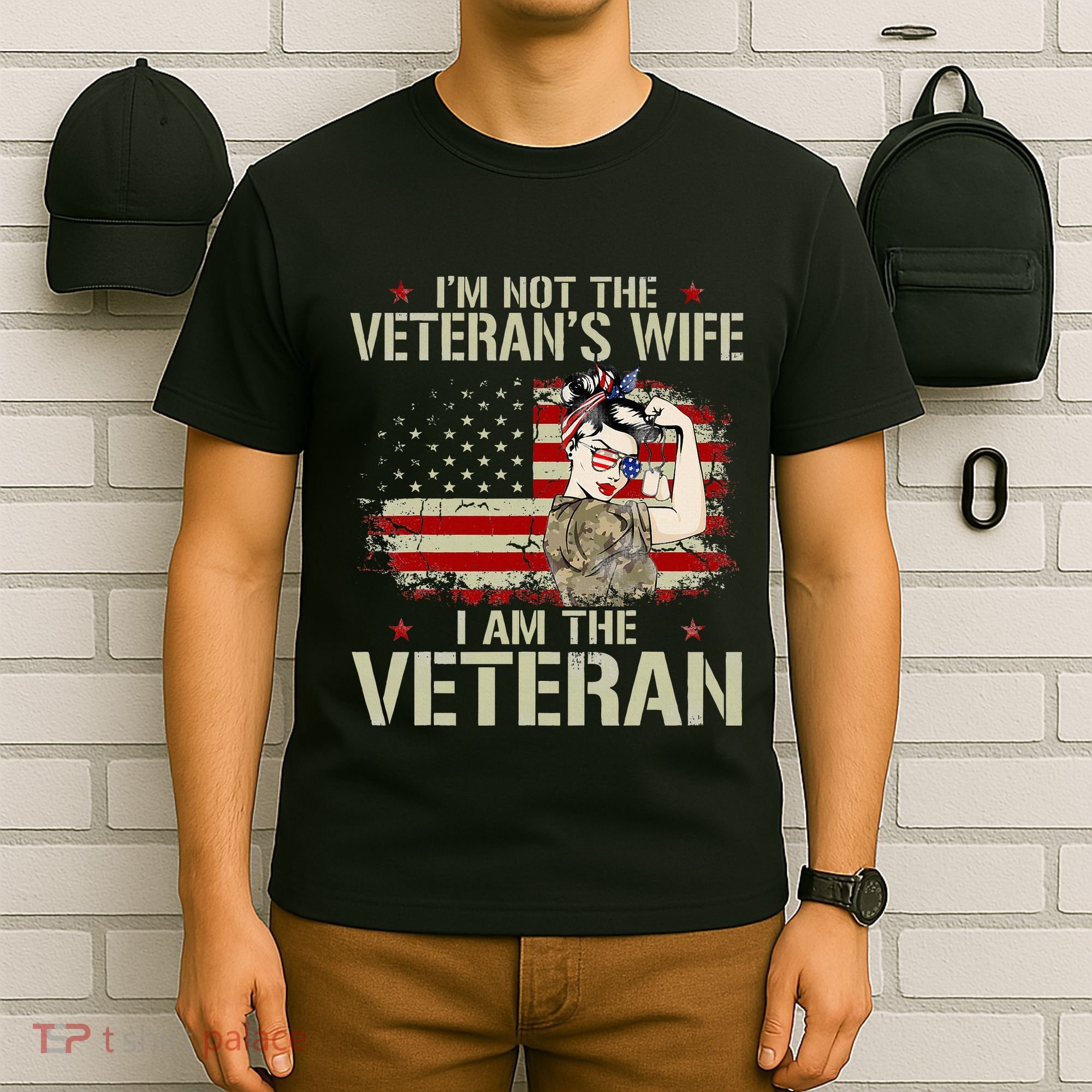 IM Not VeteranS Wife IM Veteran American Flag Gift T-Shirt