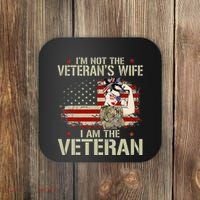 IM Not VeteranS Wife IM Veteran American Flag Gift Coaster thumb 0