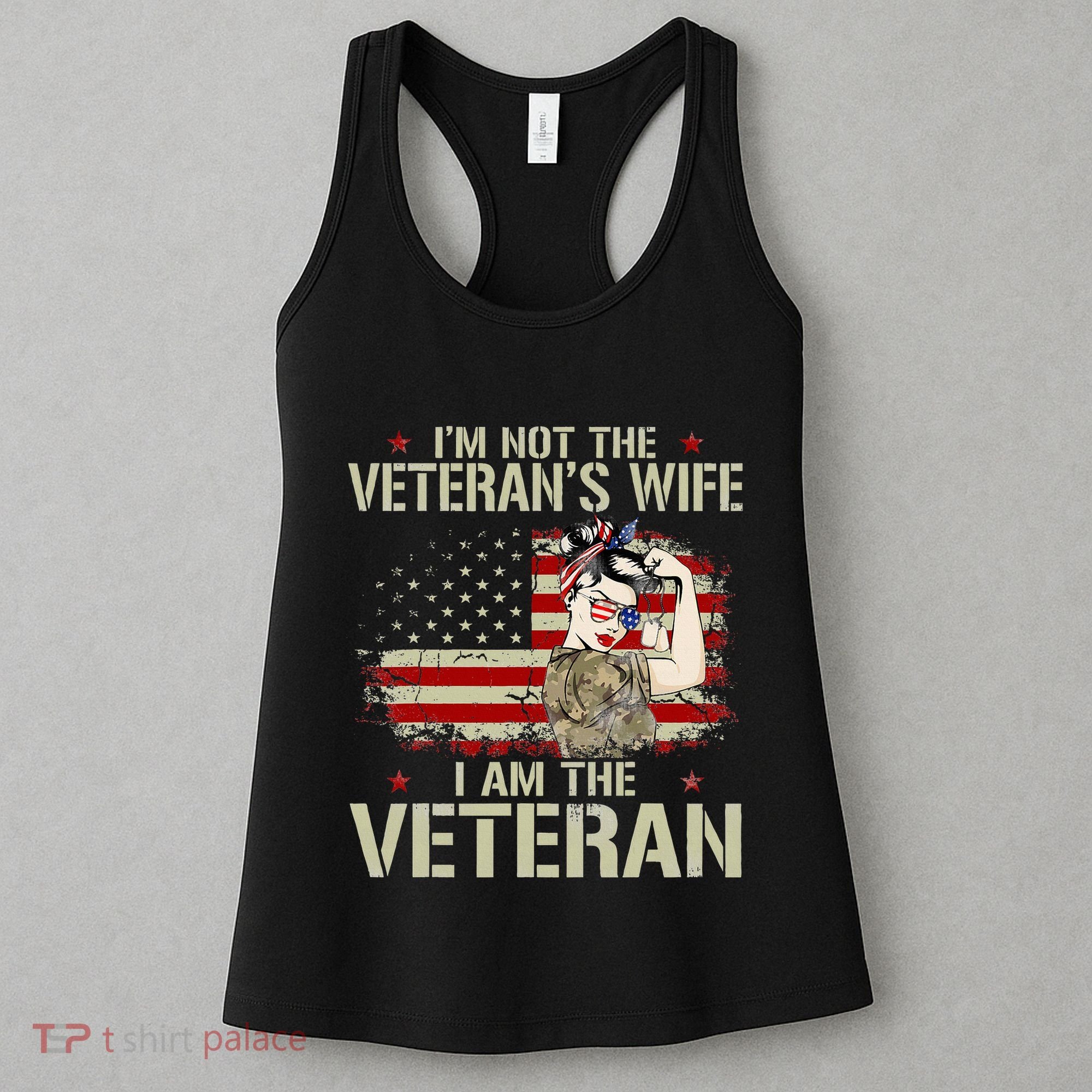 IM Not VeteranS Wife IM Veteran American Flag Gift Women's Tank Top