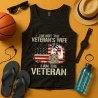 IM Not VeteranS Wife IM Veteran American Flag Gift Tank Top thumb 4