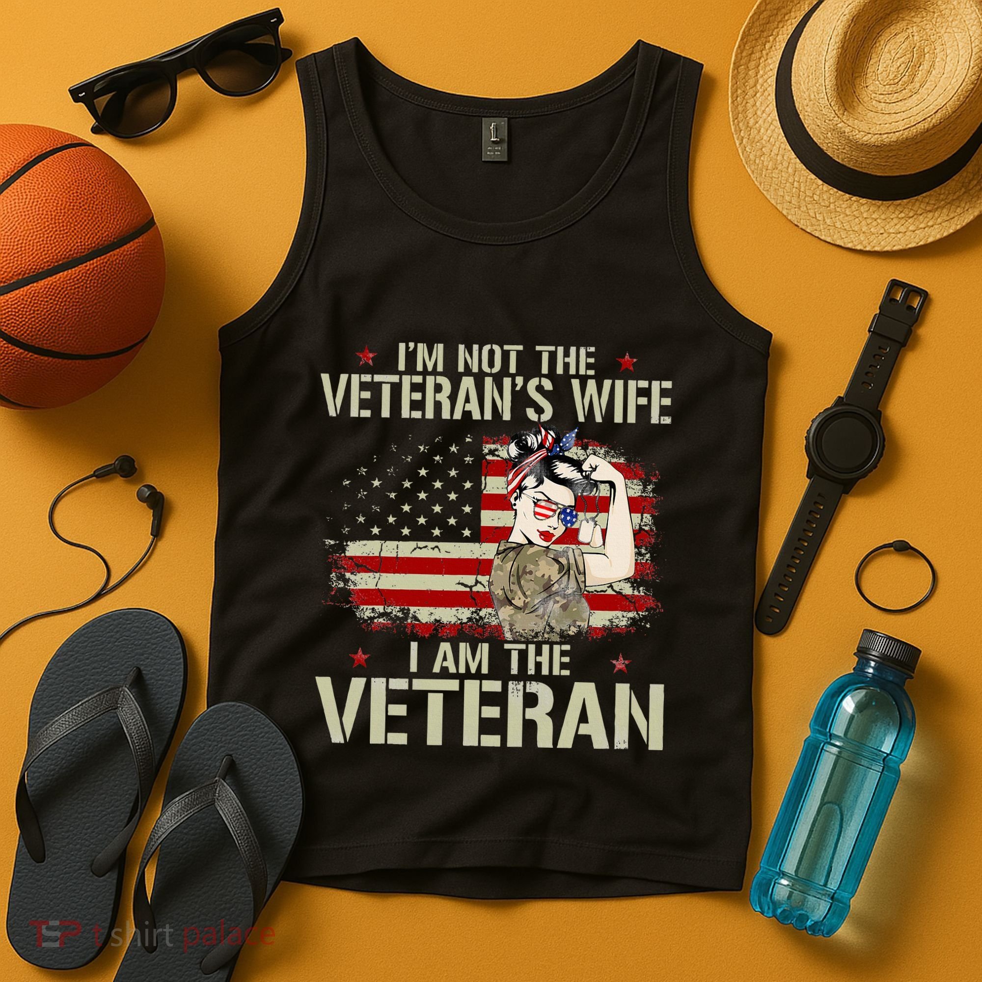 IM Not VeteranS Wife IM Veteran American Flag Gift Tank Top