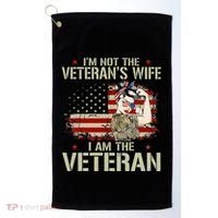 IM Not VeteranS Wife IM Veteran American Flag Gift Golf Towel thumb 0