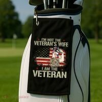 IM Not VeteranS Wife IM Veteran American Flag Gift Golf Towel thumb 2