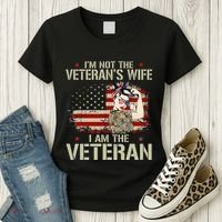 IM Not VeteranS Wife IM Veteran American Flag Gift Women's T-Shirt thumb 3