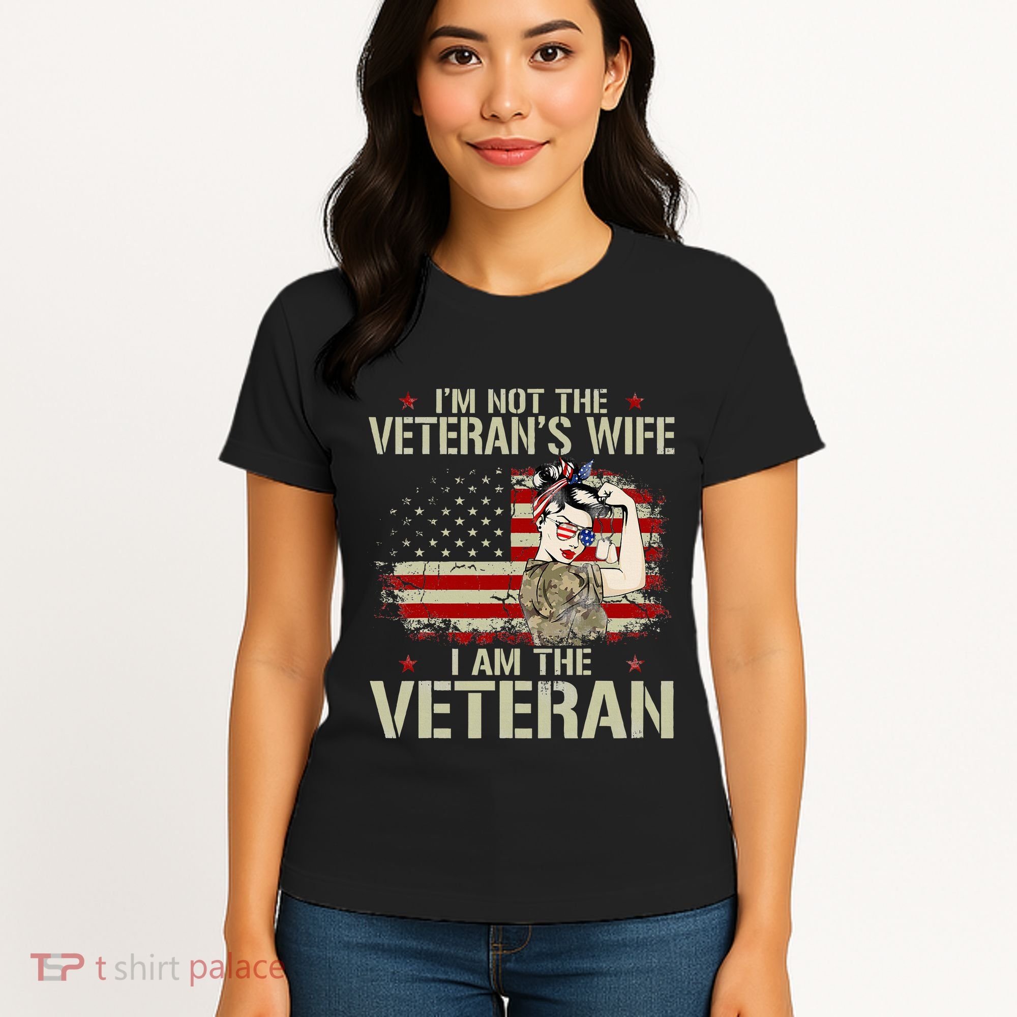 IM Not VeteranS Wife IM Veteran American Flag Gift Women's T-Shirt
