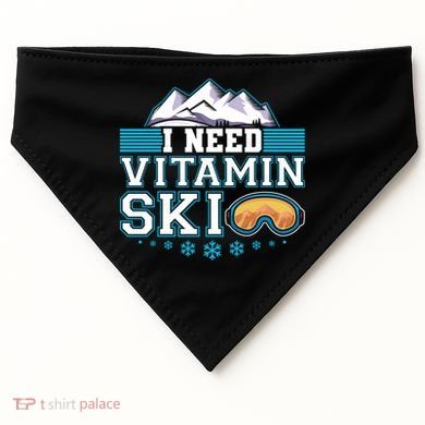 I Need Vitamin Ski Funny Skier Ski Instructor Gift USA-Made Doggie Bandana