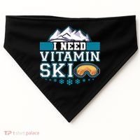 I Need Vitamin Ski Funny Skier Ski Instructor Gift USA-Made Doggie Bandana thumb 0