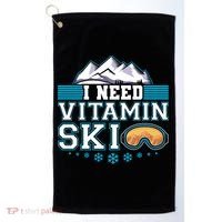 I Need Vitamin Ski Funny Skier Ski Instructor Gift Golf Towel thumb 0