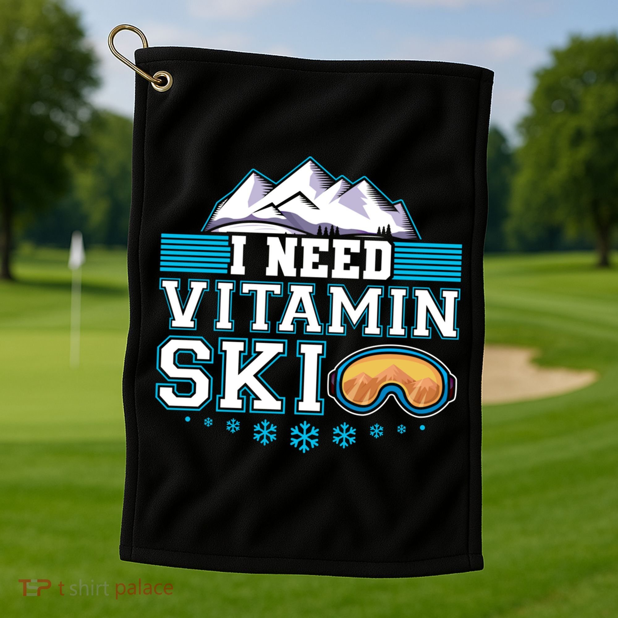 I Need Vitamin Ski Funny Skier Ski Instructor Gift Golf Towel