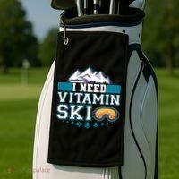 I Need Vitamin Ski Funny Skier Ski Instructor Gift Golf Towel thumb 2