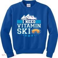 I Need Vitamin Ski Funny Skier Ski Instructor Gift Kids Sweatshirt thumb 0