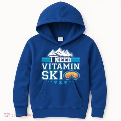 I Need Vitamin Ski Funny Skier Ski Instructor Gift Kids Hoodie