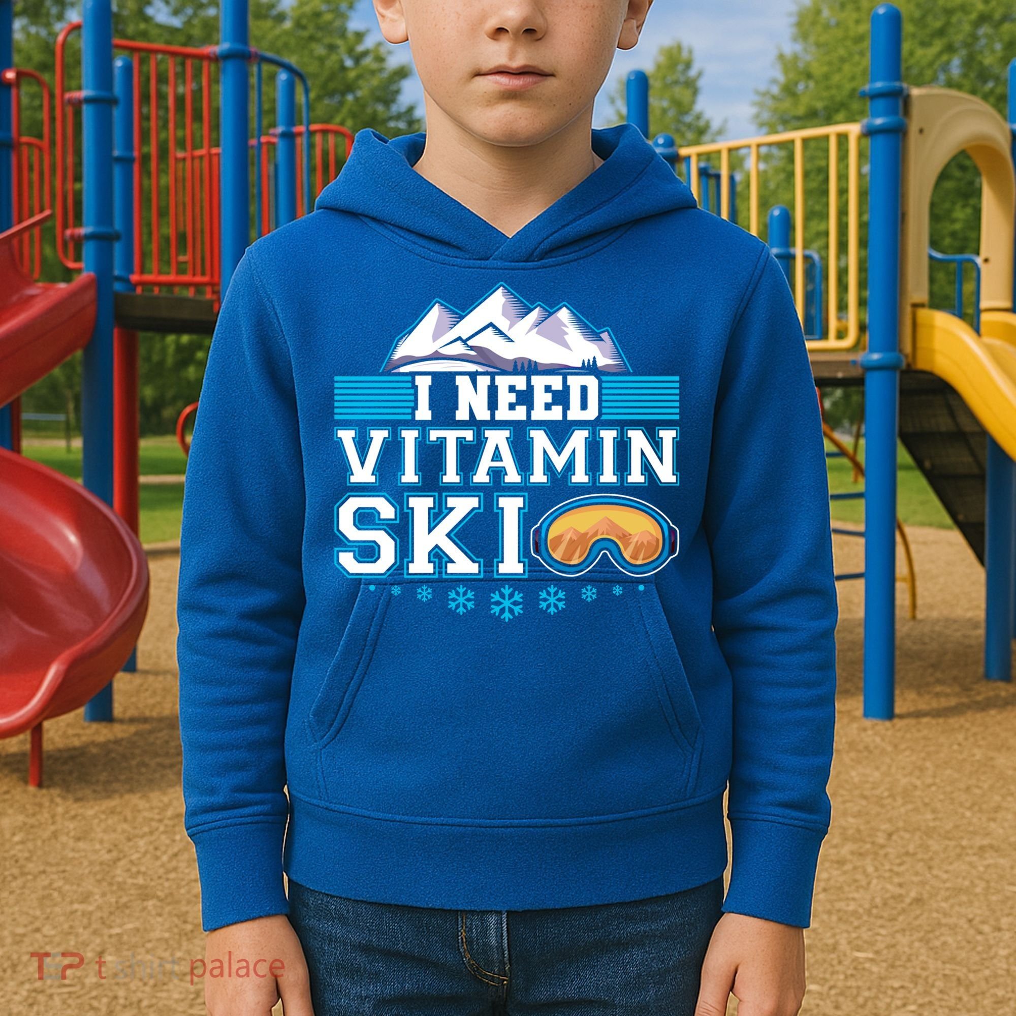 I Need Vitamin Ski Funny Skier Ski Instructor Gift Kids Hoodie