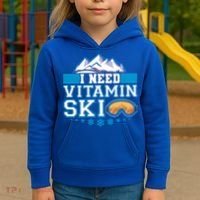 I Need Vitamin Ski Funny Skier Ski Instructor Gift Kids Hoodie thumb 3