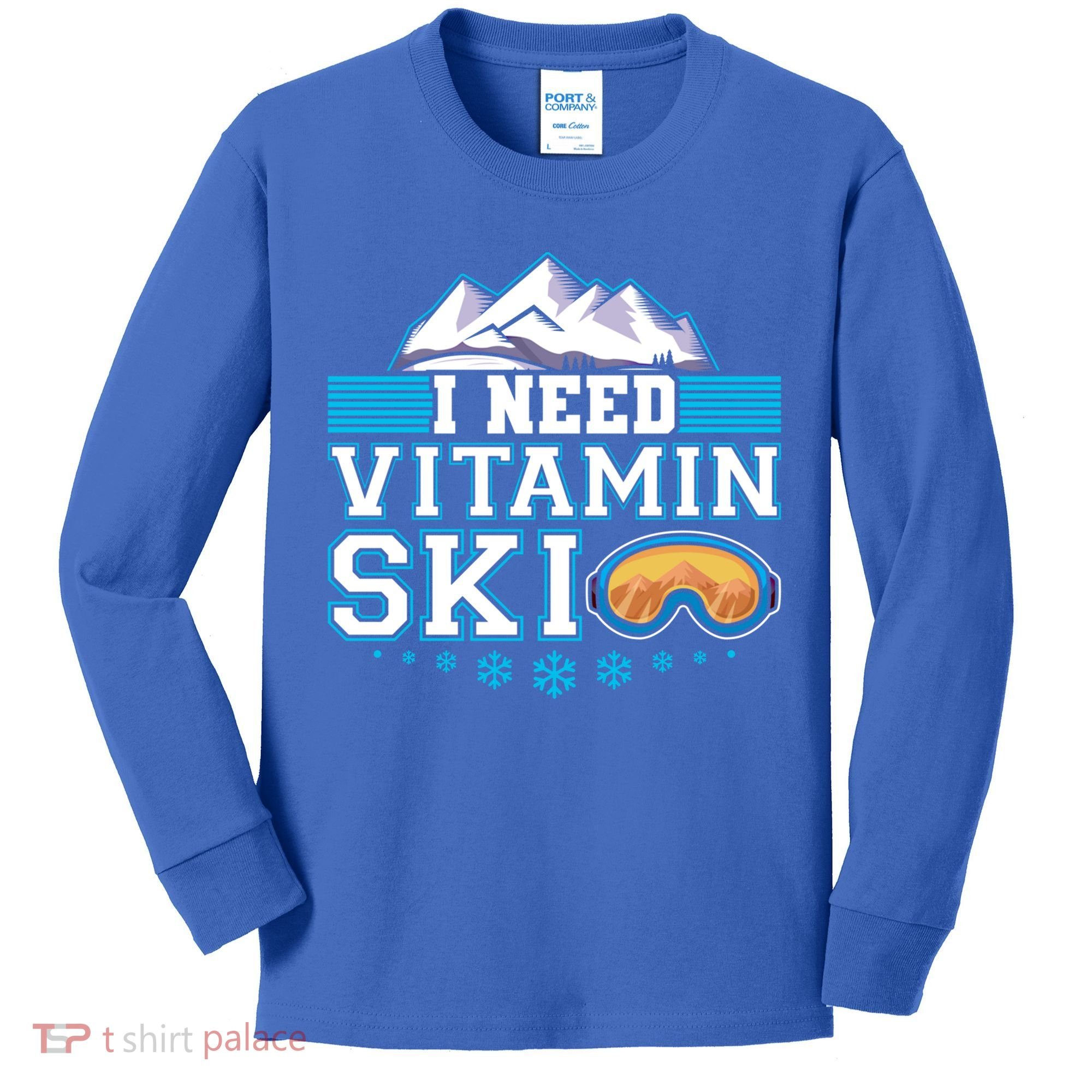 I Need Vitamin Ski Funny Skier Ski Instructor Gift Kids Long Sleeve Shirt