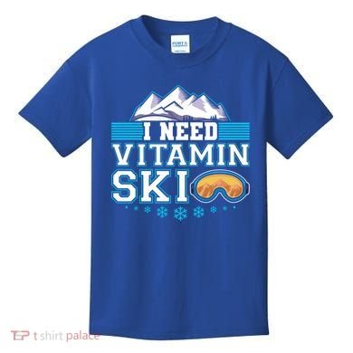 I Need Vitamin Ski Funny Skier Ski Instructor Gift Kids T-Shirt