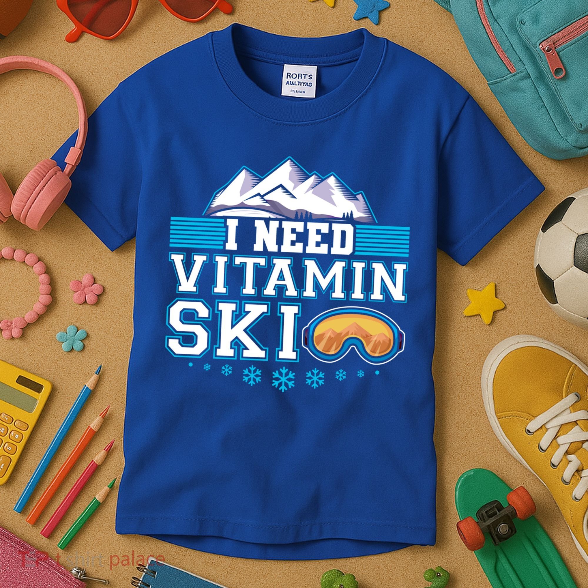 I Need Vitamin Ski Funny Skier Ski Instructor Gift Kids T-Shirt
