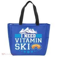 I Need Vitamin Ski Funny Skier Ski Instructor Gift Tote Bag thumb 0