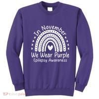 In November We Wear Purple Ribbon Warrior Epilepsy Awareness Gift Sweatshirt thumb 0
