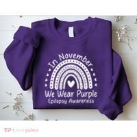 In November We Wear Purple Ribbon Warrior Epilepsy Awareness Gift Sweatshirt thumb 2