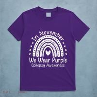 In November We Wear Purple Ribbon Warrior Epilepsy Awareness Gift T-Shirt thumb 5