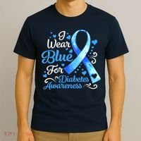 In November We Wear Blue Ribbon Diabetes Awareness Month T-Shirt thumb 3
