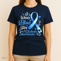 In November We Wear Blue Ribbon Diabetes Awareness Month T-Shirt thumb 4