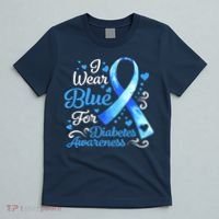 In November We Wear Blue Ribbon Diabetes Awareness Month T-Shirt thumb 5