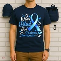 In November We Wear Blue Ribbon Diabetes Awareness Month T-Shirt thumb 6
